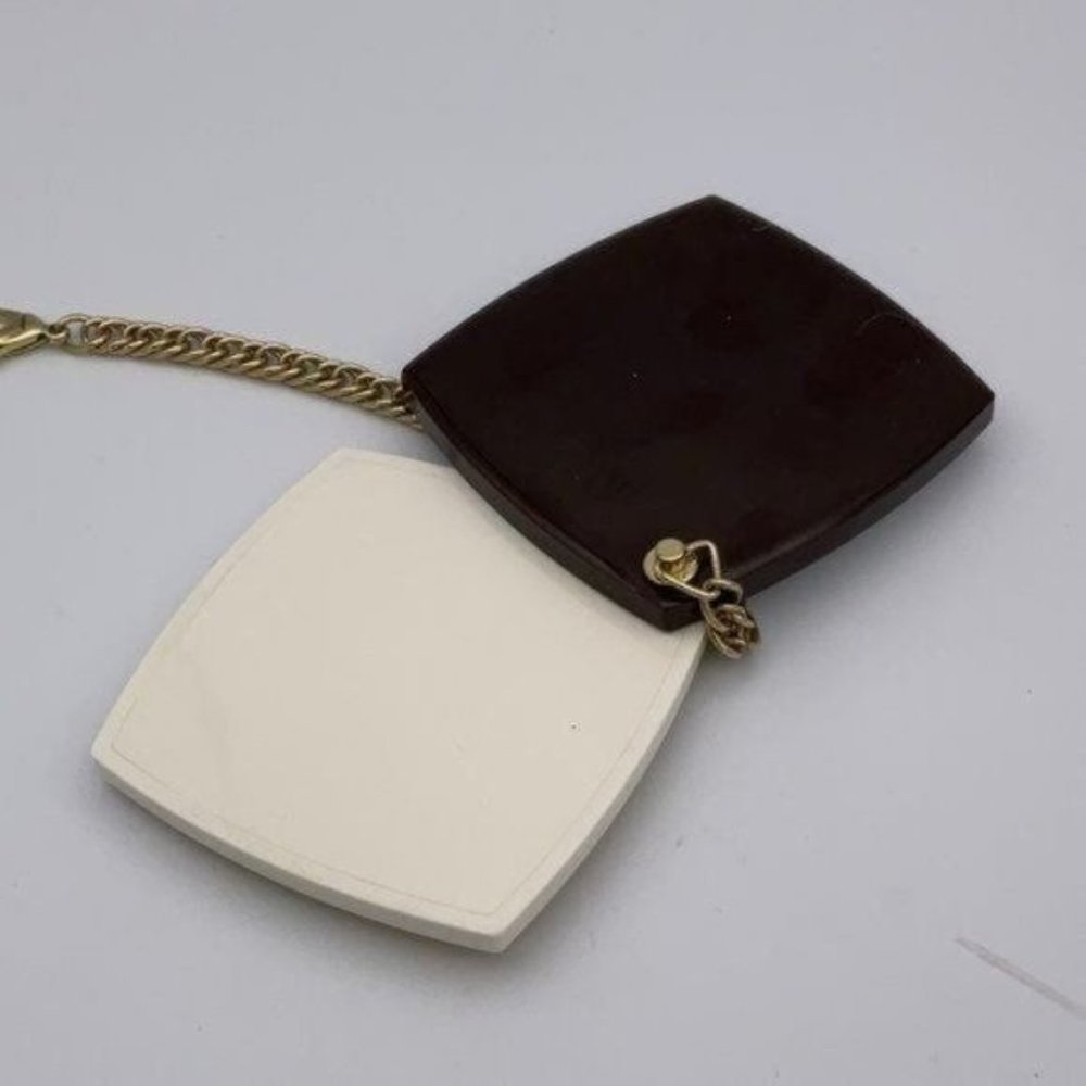 Henri Bendel Square slide Compact Mirror chain EUC - Picture 2 of 4